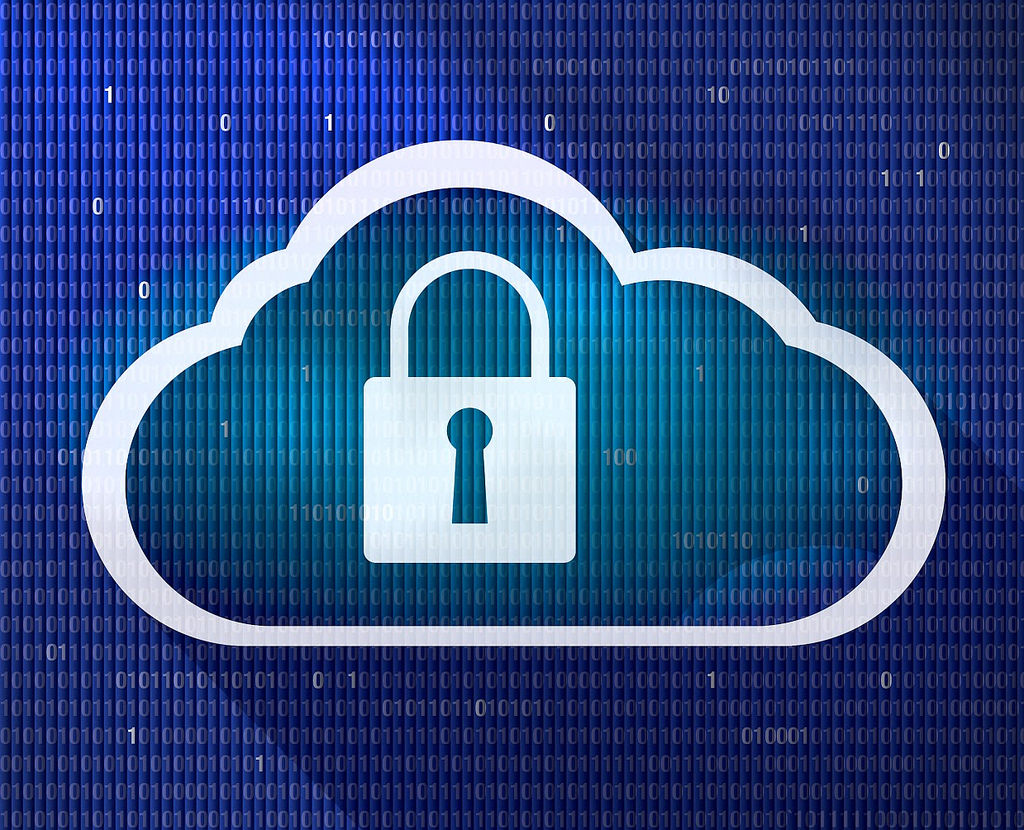 Cloud lock with binary background.