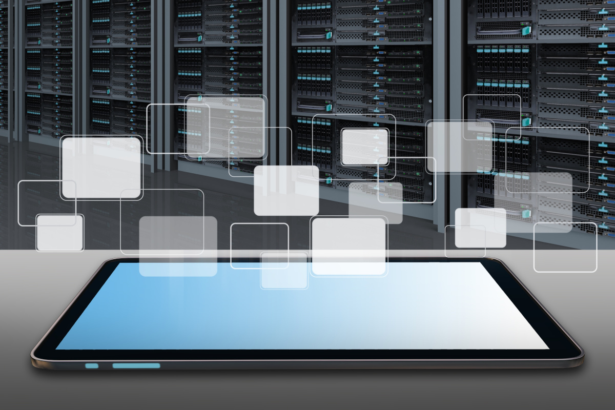 Laptop and digital diagram of data