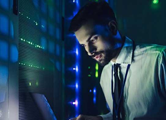 Man in server room